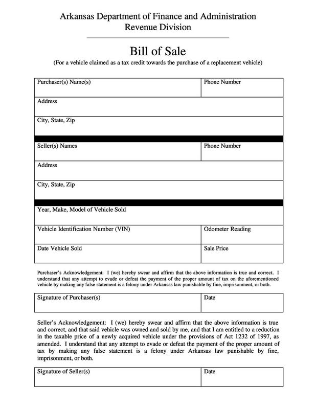Mobile (Produced) Home Bill of Sale Form